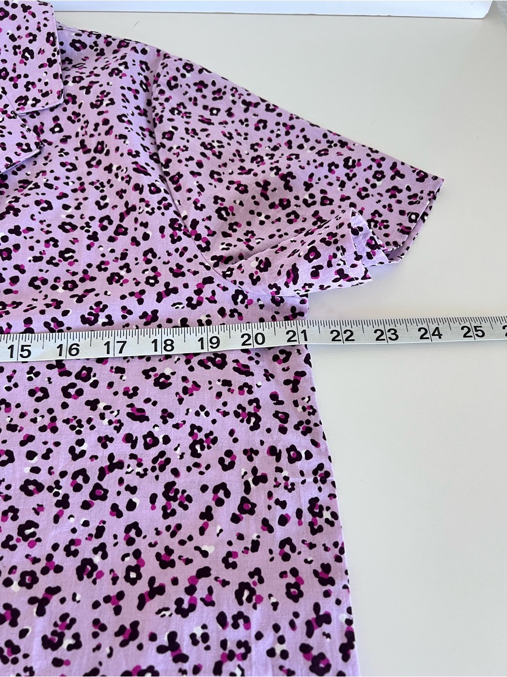 Love by Gap Women's Poplin Collard Short Sleeve Pajama Top Cheetah Print - Picture 6 of 8